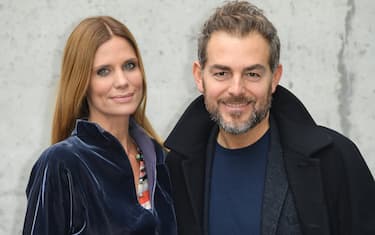 MILAN, ITALY - JANUARY 15:  Filippa Lagerback and Daniele Bossari arrive at the Giorgio Armani show during Milan Men's Fashion Week Fall/Winter 2018/19 on January 15, 2018 in Milan, Italy.  (Photo by Venturelli/WireImage)