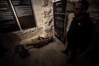 JERUSALEM - FEBRUARY 02: A view of damage after an American tourist attacked and toppled a statue of Jesus in the Church of the Flagellation on the Via Dolorosa in the Old City of Jerusalem on February 02, 2023. (Photo by Mostafa Alkharouf/Anadolu Agency via Getty Images)