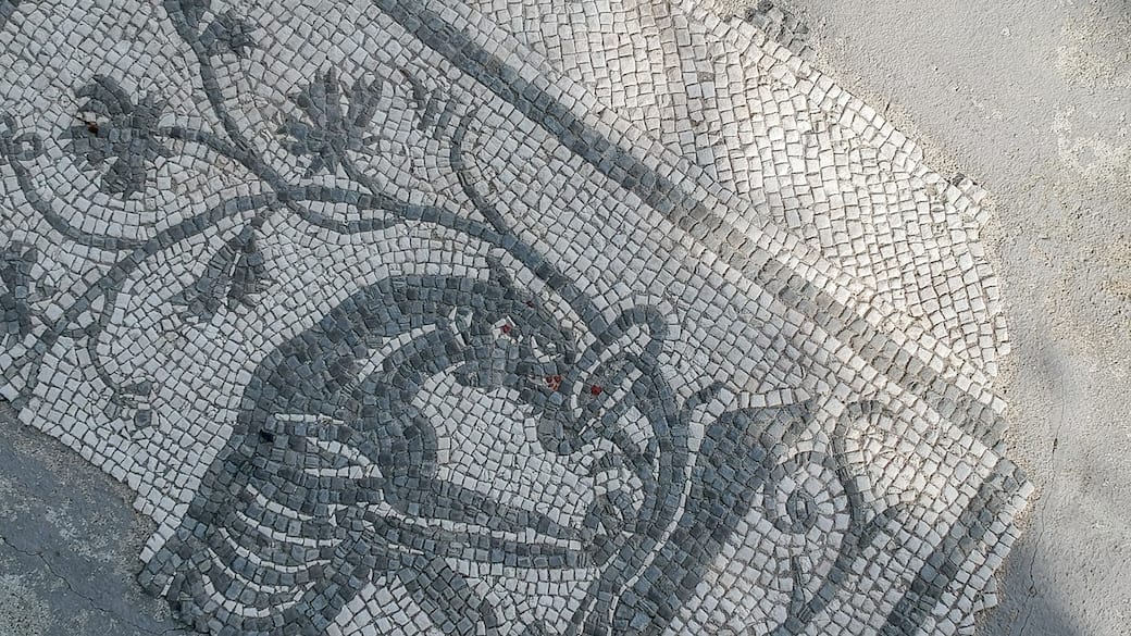 Parco archeologico di Altino, dettaglio dei mosaici pavimentali della Domus della Pantera (area archeologica del Decumano), credits Samir Sayed Abdellattef e Giacomo Vidoni