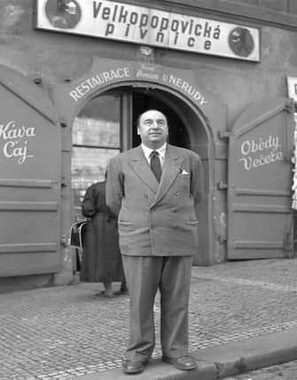 Prague- Czechoslovakia 1949. Chilean human rights activist Communist and poet Pablo Neruda who adopted his first name from