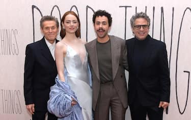 LONDON, ENGLAND - DECEMBER 14: (L-R) Willem Dafoe, Emma Stone, Ramy Youssef and Mark Ruffalo attend the UK Gala Screening of Searchlight Pictures' 'Poor Things' at the Barbican Centre in London, on December 14, 2023. (Photo by Eamonn M. McCormack/Getty Images for Walt Disney Studios Motion Pictures UK)