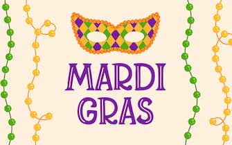 2MHHP4X Mardi gras carnival party design. Fat tuesday, carnival, festival. For greeting card, banner, gift packaging, poster