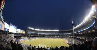 A general view of Yankee Stadium, home of New York City FC, during the New York City FC Vs Sporting Kansas City, MSL regular season football match at Yankee Stadium, The Bronx, New York, USA. 27th March 2015. Photo Tim Clayton (Photo by Tim Clayton/Corbis via Getty Images)