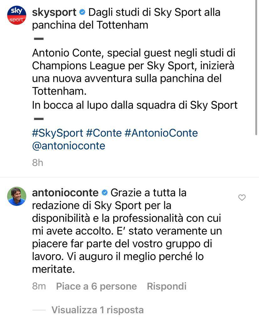 Conte ringraziamento Sky Sport