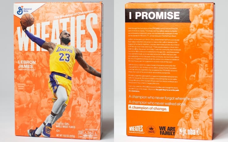 LeBron James sulla scatola dei cereali Wheaties