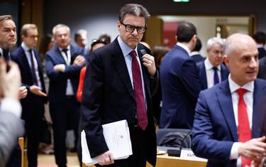 Giancarlo Giorgetti, Italy's finance minister, at the Economic and Financial Affairs Council (ECOFIN) meeting at the European Council headquarters in Brussels, Belgium, on Tuesday, March 11, 2025. EU policymakers are scrambling to ramp up the bloc’s defense funding and support for Ukraine after Donald Trump halted aid to Kyiv. Photographer: Simon Wohlfahrt/Bloomberg