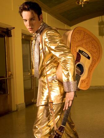 Jonathan Rhys-Meyers NEW ORLEANS - FEBRUARY 23: Jonathan Rhys Meyers plays Elvis Presley, one of the greatest entertainers who ever lived, in ELVIS, a four-hour mini-series which will be broadcast as the "CBS Sunday Movie," Sunday, May 8 (9:00-11:00 p.m. ET/PT) and Wednesday, May 11 (8:00-10:00 p.m. ET/PT) on the CBS Television Network. (Photo by Monty Brinton/CBS Photo Archive via Getty Images)