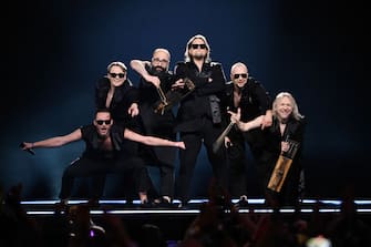 5 miinust & Puuluup representing Estonia with the song "(nendest) narkootikumidest ei tea me (kÃ¼ll) magida" perform on stage during the second semi-final of the 68th edition of the Eurovision Song Contest (ESC) at the Malmo Arena, in Malmo, Sweden, on May 9, 2024. A week of Eurovision Song Contest festivities kicked off on May 4, 2024 in the southern Swedish town of Malmo, with 37 countries taking part. The first semi-final took place on May 7, the second on May 9, and the grand final concludes the event on May 11. (Photo by Jessica GOW / TT NEWS AGENCY / AFP) / Sweden OUT (Photo by JESSICA GOW/TT NEWS AGENCY/AFP via Getty Images)