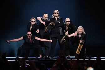 5 miinust & Puuluup representing Estonia with the song "(nendest) narkootikumidest ei tea me (kÃ¼ll) magida" perform on stage during the second semi-final of the 68th edition of the Eurovision Song Contest (ESC) at the Malmo Arena, in Malmo, Sweden, on May 9, 2024. A week of Eurovision Song Contest festivities kicked off on May 4, 2024 in the southern Swedish town of Malmo, with 37 countries taking part. The first semi-final took place on May 7, the second on May 9, and the grand final concludes the event on May 11. (Photo by Jessica GOW / TT NEWS AGENCY / AFP) / Sweden OUT (Photo by JESSICA GOW/TT NEWS AGENCY/AFP via Getty Images)