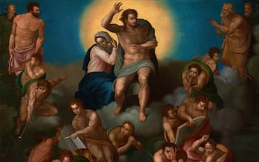 Giudizio Universale di Michelangelo a olio su tela