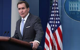 WASHINGTON, DC - FEBRUARY 10: Coordinator for Strategic Communications at the National Security Council John Kirby speaks during a daily news briefing at the James S. Brady Press Briefing Room of the White House on February 10, 2023 in Washington, DC. Kirby announced that the U.S. military, following President Joe Biden’s order, has just shot down a “high-altitude object,” over Alaska. (Photo by Alex Wong/Getty Images)