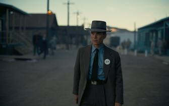 Cillian Murphy is J. Robert Oppenheimer in OPPENHEIMER, written, produced, and directed by Christopher Nolan.