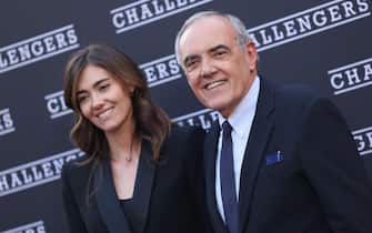 ROME, ITALY - APRIL 08: Giulia Rosmarini and Alberto Barbera attend the premiere of the movie "Challengers" at Cinema Barberini on April 08, 2024 in Rome, Italy.  (Photo by Vittorio Zunino Celotto/Getty Images)