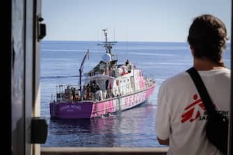 Una foto tratta dal profilo Twitter @MSF mostra la nave Louise Michel, finanziata dallo street artist Banksy per soccorrere i migranti nel Mediterraneo, Roma, 28 Agosto 2020. TWITTER