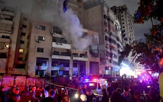 BEIRUT, LEBANON - JANUARY 02: Smoke rises after an explosion occurred in Dahieh region of Beirut, Lebanon on January 02, 2024. (Photo by Houssam Shbaro/Anadolu via Getty Images)