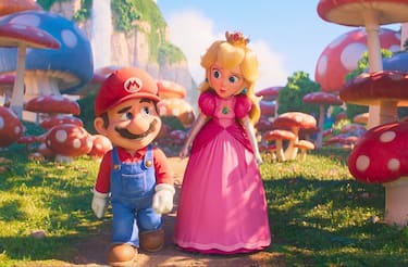 (from left) Mario (Chris Pratt) and Princess Peach (Anya Taylor-Joy) in Nintendo and Illumination’s The Super Mario Bros. Movie, directed by Aaron Horvath and Michael Jelenic. 