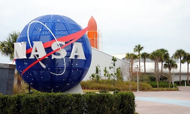 CAPE CANAVERAL, FL - JANUARY 21: Logo of NASA is seen at the Kennedy Space Center in Cape Canaveral Air Force Station in Florida, United States on January 21, 2015. (Photo by Kenan Irtak/Anadolu Agency/Getty Images)