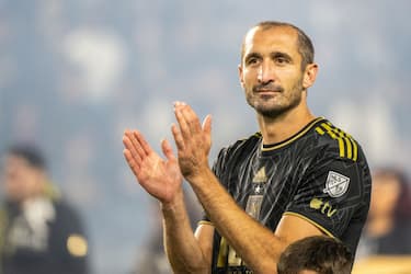 LOS ANGELES, CA - DECEMBER 2:  Giorgio Chiellini #14 of Los Angeles FC prior toduring the MLS Western Conference Final match between Los Angeles FC and Houston Dynamo at BMO Stadium on December 2, 2023 in Los Angeles, California.  Los Angeles FC won the match 2-0 (Photo by Shaun Clark/Getty Images)