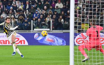 Juventus' Andrea Cambiaso scores the gol (2-1) during the round of 16 of the Coppa Italia soccer match Juventus FC vs US Salernitana at the Allianz Stadium in Turin, Italy, 04 January 2024.
ANSA/ALESSANDRO DI MARCO