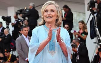 Former US Secretary of State Hillary Clinton arrives for the opening ceremony and screening of 'White Noise' at the 79th annual Venice International Film Festival, in Venice, Italy, 31 August 2022. The movie is presented in the official competition 'Venezia 79' at the festival running from 31 August to 10 September 2022.  ANSA/ETTORE FERRARI




