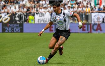 Spezia's Dimitrios Nikolaou during the italian soccer Serie A match Spezia Calcio vs SSC Napoli on May 22, 2022 at the Alberto Picco stadium in La Spezia, Italy (Photo by Cucco Ricucchi/LiveMedia/NurPhoto via Getty Images)