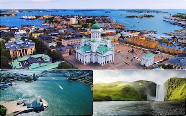 collage di Paesi: Finlandia, Australia e Islanda
