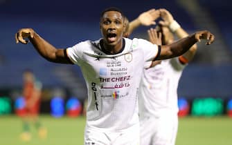 epa09199926 Al-Shabab's player Odion Ighalo celebrates after scoring a goal during the Saudi Professional League soccer match between Al-Ettifaq and Al-Shabab at Prince Mohammed Bin Fahd Stadium, Dammam, Saudi Arabia, 14 May 2021.  EPA/STRINGER