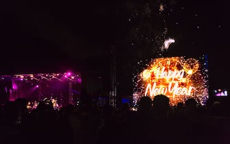 CHRISTCHURCH, NEW ZEALAND - JAN 01: People welcomed 2023 with live music and fireworks at New Year's Eve celebration at Hagley Park, in Christchurch, New Zealand on January, 2023. (Photo by Peter Adones/Anadolu Agency via Getty Images)