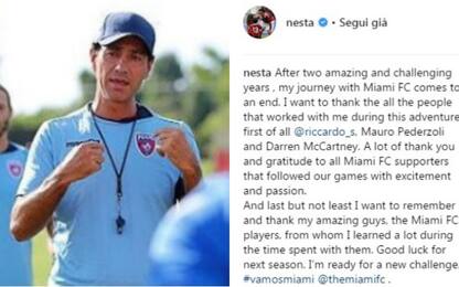 Nesta-Miami FC, addio: "Ora una nuova avventura"