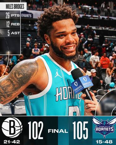 CHARLOTTE HORNETS-BROOKLYN NETS 105-102