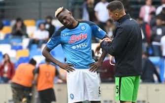  Napoli's forward Victor Osimhen cries at the end of  the Italian Serie A soccer match SSC Napoli vs  US Salernitana   at ' Diego Armando Maradona' stadium in Naples, Italy,  30  april 2023  
ANSA / CIRO FUSCO