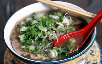 Vietnamese Spicy Sliced Beef and noodle Pho Bo Soup, France, Europe