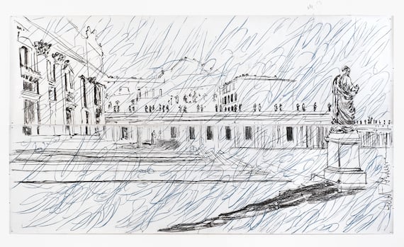 Adel Abdessemed, Politics of the Studio, Pope, 2020, carbone e pastello su due fogli di carta uniti, dimensioni complessive: 260 x 460 cm | 102.36 x 181.10 in, cada uno: 130 x 460 cm | 51.18 x 181.10 in, Courtesy: l’artista e GALLERIA CONTINUA, Copyright: