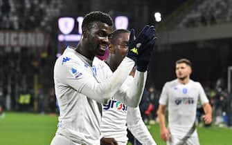 Empoli's M'baye Niang celebrate for the victory at the end of the Italian Serie A soccer match US Salernitana vs Empoli FC at the Arechi stadium in Salerno, Italy, 09 February 2024.
ANSA/MASSIMO PICA
