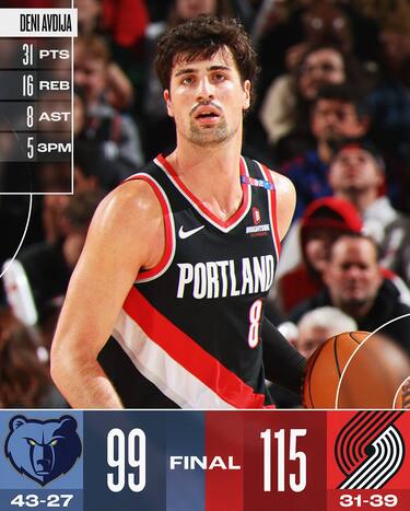 PORTLAND TRAIL BLAZERS-MEMPHIS GRIZZLIES 115-99