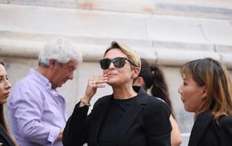 MILAN, ITALY - JUNE 14: Ex girlfriend of Silvio Berlusconi Francesca Pascale is seen in front of the Duomo cathedral in Milan ahead of the state funeral for Italy's former prime minister and media tycoon Silvio Berlusconi.  on June 14, 2023 in Milan, Italy. Silvio Berlusconi, the former Italian Prime Minister who bounced back from a series of scandals, died on June 12, 2023 at age 86. His state funeral takes place on June 14, and a national day of mourning has been announced. The politician and businessman was, at the time of his death, the third fortune of Italy. According to media estimates, his net worth was between 6 and 7 billion dollars. (Photo by Ernesto Ruscio/Getty Images)