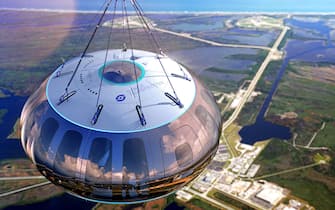 - Cape Canaveral, USA -20220413-

Out of this world tourism company Space Perspective has unveiled the luxurious ‘space lounge’ interior adventurers will experience in its Spaceship Neptune capsule, which will be hauled into the stratosphere by a giant balloon.
The cabin has room for up to eight passengers - who can kick back and watch the world go by, literally. Space Perspective has dubbed it "the world's first space lounge" and said it wanted the interior to be distinct from typical spacecraft, with elements such as reclining and reconfigurable seats, plants and sustainable materials. It even has its very own cocktail bar!
The interior of a pressurised capsule is designed to give the maximum view of its surroundings as it is wrapped in 1.5-metre-high panoramic windows that Space Perspective says are the largest windows ever flown to space.
Lift-off will take place at dawn on the day of each trip at NASA’s Kennedy Space Center, Florida, so guests can soak up the sun rising as they climb 100,000 ft (20 mi/30 km). The gradual, two-hour descent to Earth gently concludes with a splash down in the ocean, where a ship retrieves the passengers, the capsule, and the SpaceBalloon. Every aspect of the interior has been designed to enhance the transformative views while elegantly ascending at a cruise speed of 12mph.
 Spaceship Neptune can also be customised for milestone events - from weddings and birthdays to seminal events which will capture the imagination of all.

-PICTURED: General View (Space Perspective Unveil `Space Lounge` Where You Can Sip Cocktails At 100,000 Feet)
-PHOTO by: Space Perspective/Cover Images/INSTARimages.com
-51413550.jpg

This is an editorial, rights-managed image. Please contact Instar Images LLC for licensing fee and rights information at sales@instarimages.com or call +1 212 414 0207 This image may not be published in any way that is, or might be deemed to be, defamatory, libelous, pornographic, or obscene. Please consult our sales depart