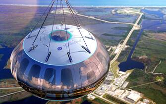 - Cape Canaveral, USA -20220413-

Out of this world tourism company Space Perspective has unveiled the luxurious ‘space lounge’ interior adventurers will experience in its Spaceship Neptune capsule, which will be hauled into the stratosphere by a giant balloon.
The cabin has room for up to eight passengers - who can kick back and watch the world go by, literally. Space Perspective has dubbed it "the world's first space lounge" and said it wanted the interior to be distinct from typical spacecraft, with elements such as reclining and reconfigurable seats, plants and sustainable materials. It even has its very own cocktail bar!
The interior of a pressurised capsule is designed to give the maximum view of its surroundings as it is wrapped in 1.5-metre-high panoramic windows that Space Perspective says are the largest windows ever flown to space.
Lift-off will take place at dawn on the day of each trip at NASA’s Kennedy Space Center, Florida, so guests can soak up the sun rising as they climb 100,000 ft (20 mi/30 km). The gradual, two-hour descent to Earth gently concludes with a splash down in the ocean, where a ship retrieves the passengers, the capsule, and the SpaceBalloon. Every aspect of the interior has been designed to enhance the transformative views while elegantly ascending at a cruise speed of 12mph.
 Spaceship Neptune can also be customised for milestone events - from weddings and birthdays to seminal events which will capture the imagination of all.

-PICTURED: General View (Space Perspective Unveil `Space Lounge` Where You Can Sip Cocktails At 100,000 Feet)
-PHOTO by: Space Perspective/Cover Images/INSTARimages.com
-51413550.jpg

This is an editorial, rights-managed image. Please contact Instar Images LLC for licensing fee and rights information at sales@instarimages.com or call +1 212 414 0207 This image may not be published in any way that is, or might be deemed to be, defamatory, libelous, pornographic, or obscene. Please consult our sales depart