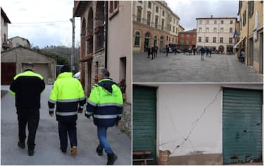 Gente in strada dopo terremoto in Umbria