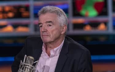 Michael O'Leary, chief executive officer of Ryanair Holdings Plc, during a Bloomberg Television interview in New York, US, on Monday, May 22, 2023. Irish low-cost airline would weighÂ returning cashÂ to shareholders next year if business remains strong, O'LearyÂ said. Photographer: Victor J. Blue/Bloomberg via Getty Images