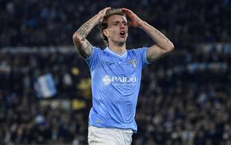 Lazio's Nicolo' Rovella reacts during the Serie A soccer match between SS Lazio and FC Inter at the Olimpico stadium in Rome, Italy, 17 December 2023. ANSA/RICCARDO ANTIMIANI