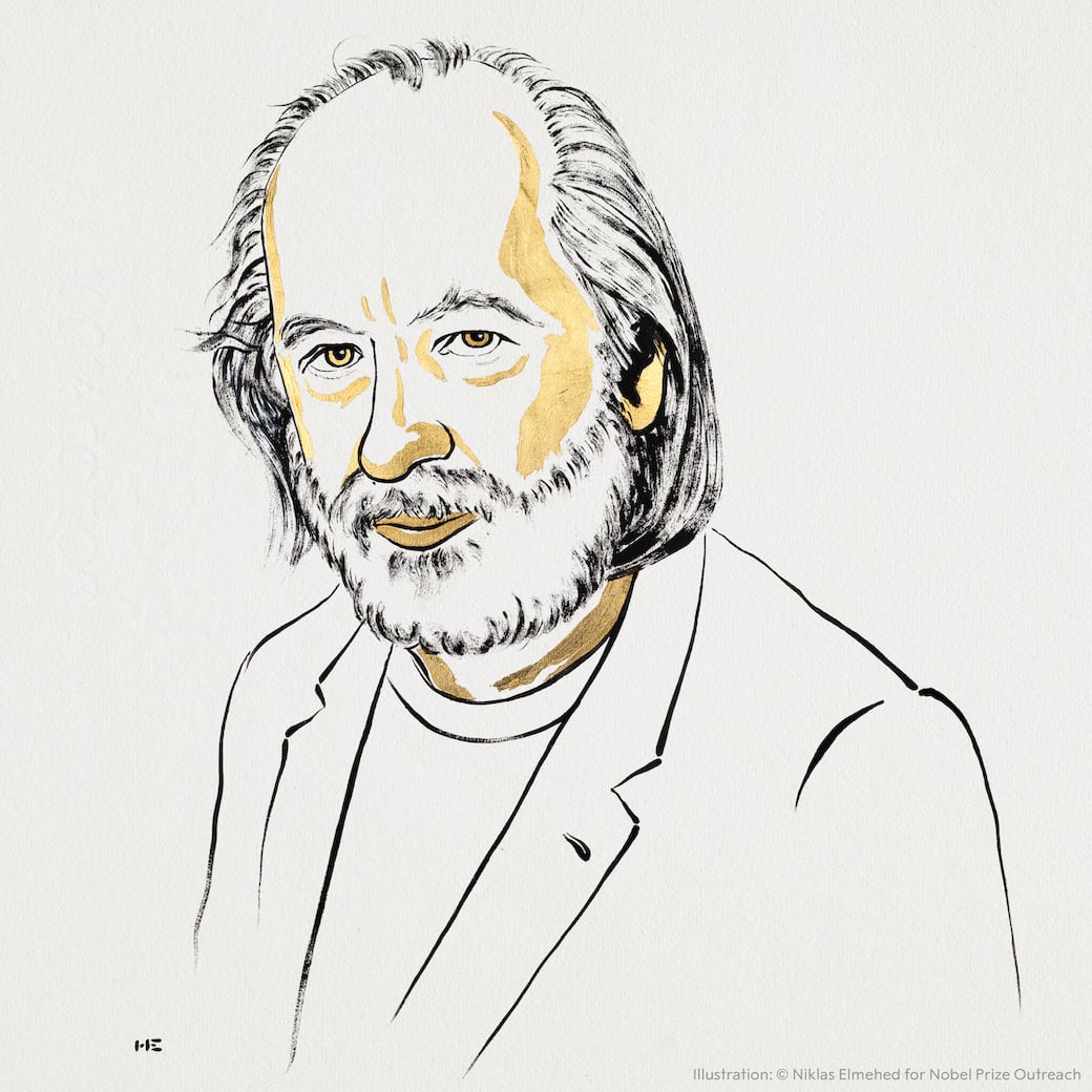 Laszlo Krasznahorkai. Ill. Niklas Elmehed © Nobel Prize Outreach