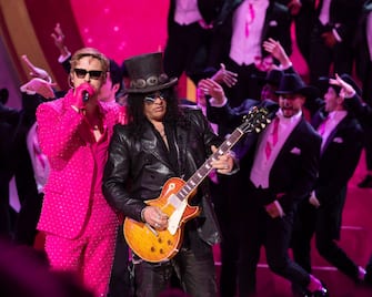 THE OSCARS - The 96th Oscars held on Sunday, March 10, 2024, at the DolbyÂ® Theatre at Ovation Hollywood and televised live on ABC and in more than 200 territories worldwide. (Frank Micelotta/Disney via Getty Images)RYAN GOSLING, SLASH