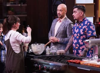 MASTERCHEF: L-R: Contestant with judges Joe Bastianich and Aarón Sánchez in the “Regional Auditions - The West" episode of MASTERCHEF airing Wednesday, June 7 (8:00-9:02 PM ET/PT) on FOX. © 2023 FOXMEDIA LLC. Cr: FOX.