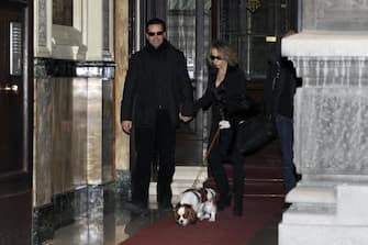 Milano - Marina Berlusconi insieme al marito Maurizio Vanadia e al cane.