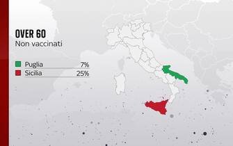 Over 60 non vaccinati in Puglia e Sicilia