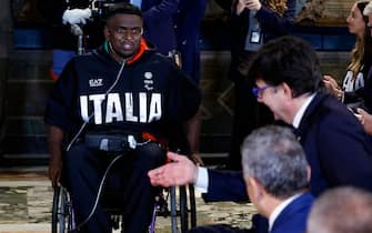 La cerimonia al Quirinale Rigivan Ganeshamoorthy durante la cerimonia di restituzione della Bandiera degli atleti italiani di ritorno dai Giochi Olimpici e Paralimpici di Parigi 2024, Quirinale, Roma 23 settembre 2024. ANSA/FABIO FRUSTACI