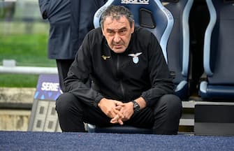 Lazio's head coach Maurizio Sarri on the bench during the Serie A soccer match between SS Lazio and US Lecce at the Olimpico stadium in Rome, Italy, 14 January 2024. ANSA/RICCARDO ANTIMIANI