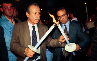 PAOLO BORSELLINO (Lannino/Fotogramma, PALERMO - 1992-06-25) p.s. la foto e' utilizzabile nel rispetto del contesto in cui e' stata scattata, e senza intento diffamatorio del decoro delle persone rappresentate