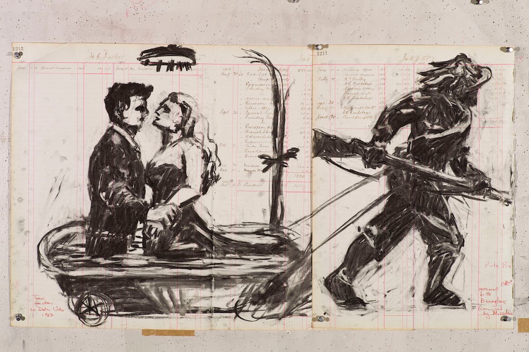 Drawing for Triumphs and Laments (Bersagliere; La Dolce Vita), 2014. Courtesy William Kentridge Studio e / and Galleria Lia Rumma Milano / Napoli